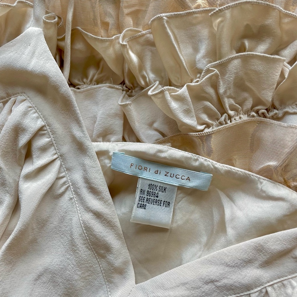 Elegant Cream Ruffle Prom Dress - Picture 12 of 15